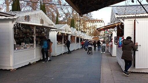 christmas market lyon in winter