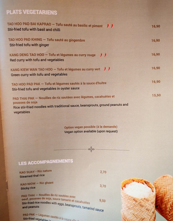 La Maison Thai asian vegan food in lyon trip menu vegetarian