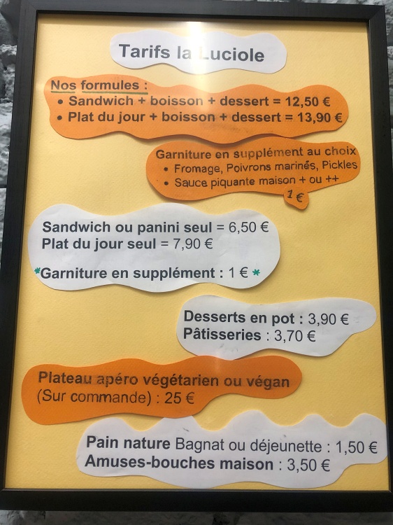 La Luciole menu formule lyon trip