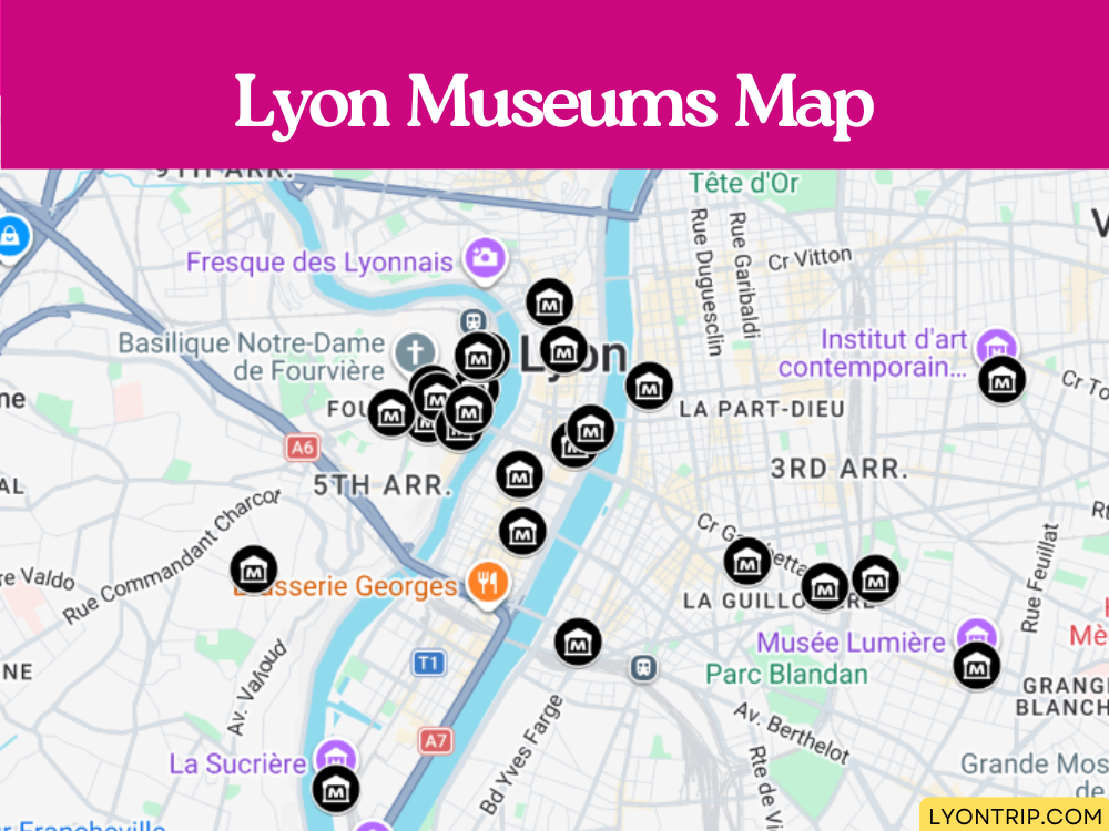Lyon Museums Map lyon trip
