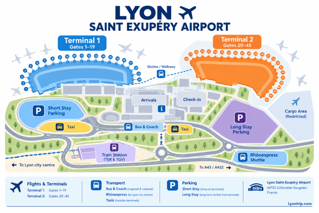 Lyon saint exupery airport map lyon trip