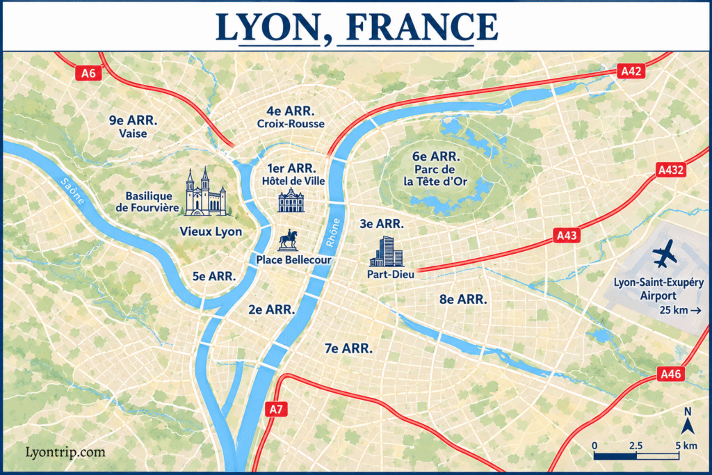 Map of Lyon Lyontrip