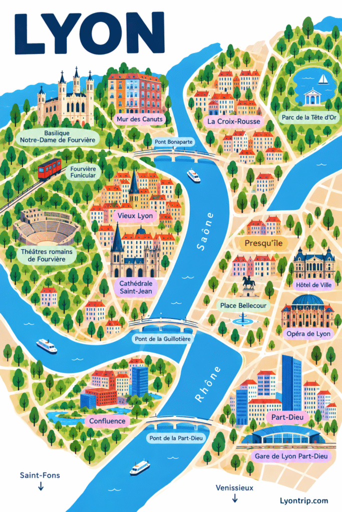 lyon tourist attractions map lyon trip